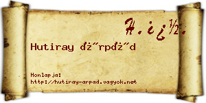 Hutiray Árpád névjegykártya